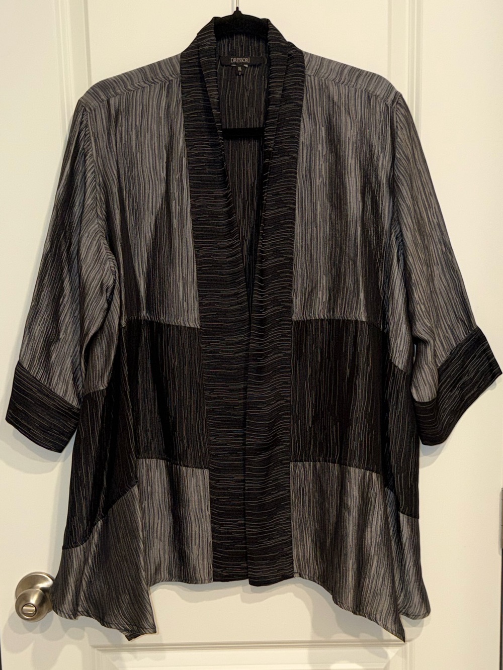 Funky Artsy Dressori Womens Open Front Kimono Jacket XL Silk Blend Lightweight